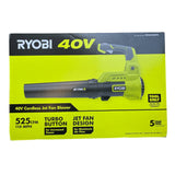 Ryobi 110 MPH 525 CFM 40-Volt Lithium-Ion Cordless Variable-Speed Jet Fan Bare Tool Leaf Blower Battery and Charger Not Included